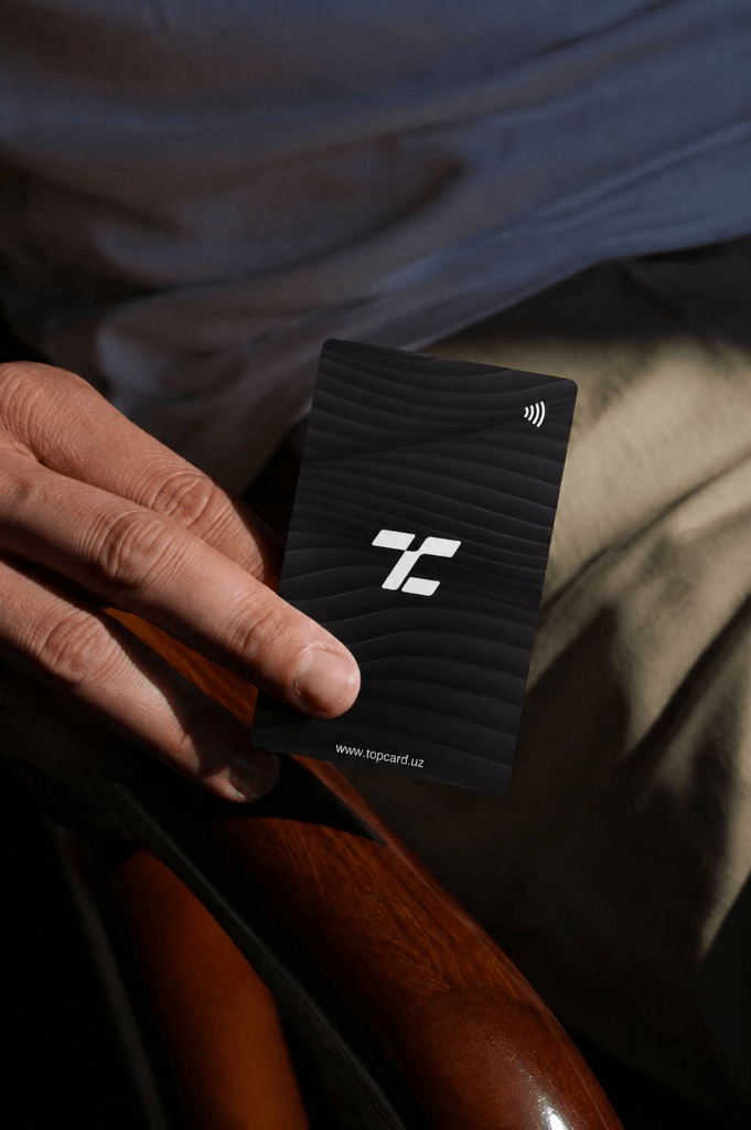 TOPCARD smart NFC card in vertical orientation